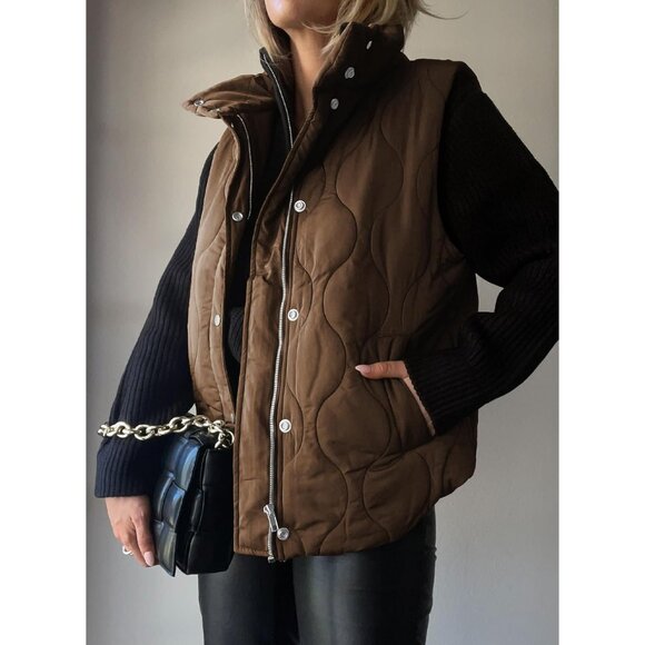 Women Puffer Vest Lightweight Quilted Sleeveless Stand Collar Fall Winter - Picture 3 of 6